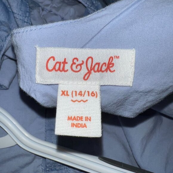 Girls All Blue Plaid Sundress Front Buttons Open Back Cat & Jack - Picture 7 of 8